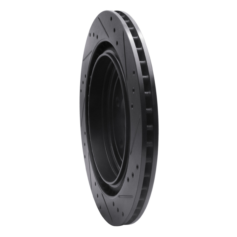 Cadillac CTS Brake Rotor (1) - Rear Left - R1 Concepts - Drilled & Slotted - Black - `08-`14